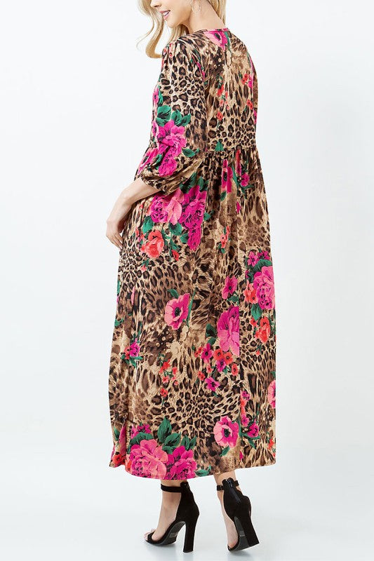 NEW! "Adora", Leopard/Pink Dress:  L-3X