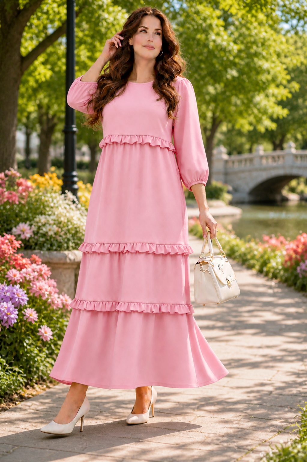 NEW! "Patti" Pink Ruffle Tiered Dress: S-3X  Arriving in Stock: 5/16