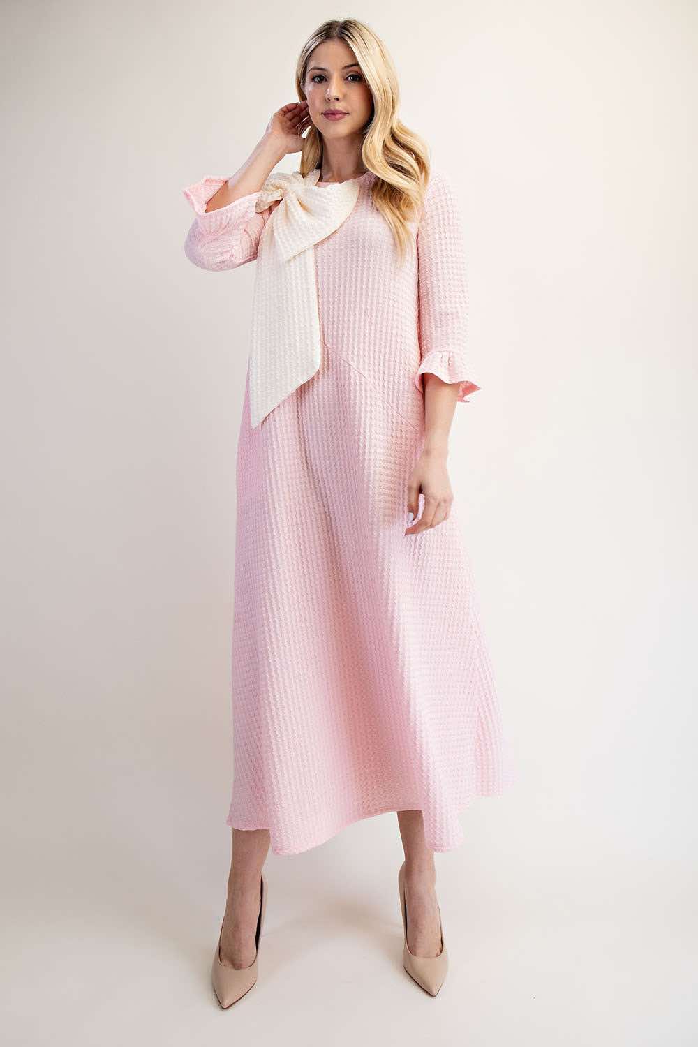 PRE-ORDER NEW!  Pink "Bow" Dress: S-3X  Arriving In Stock: 3/23