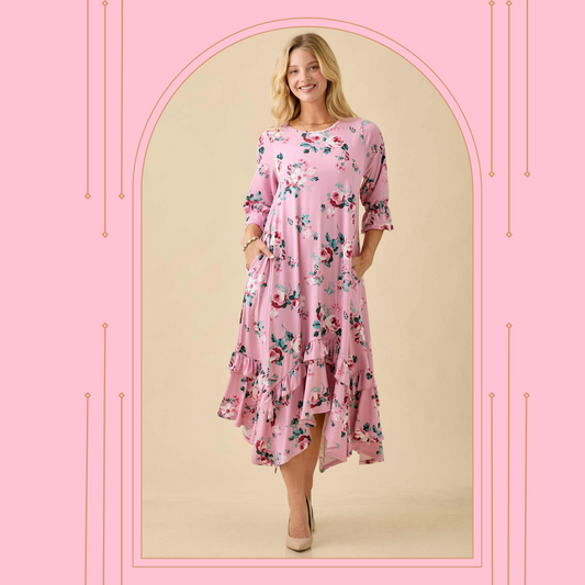 NEW! "Rosey" Pink Dress: S-3X