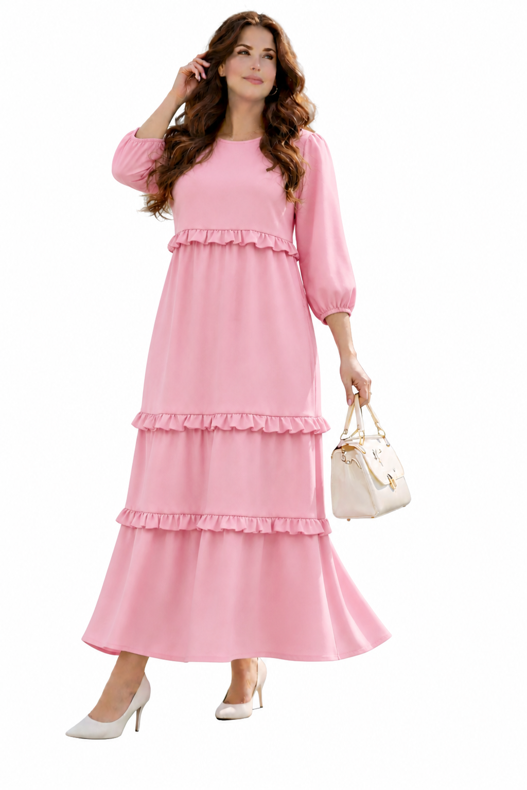 NEW! "Patti" Pink Ruffle Tiered Dress: S-3X  Arriving in Stock: 5/16