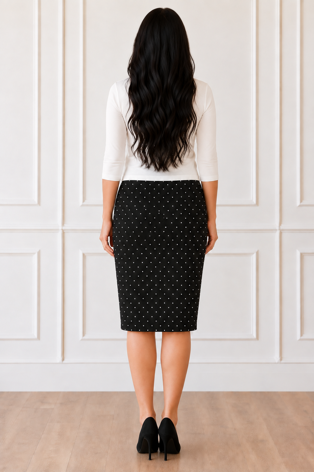 Black  Polka Dot  27" Skirt - S-5X