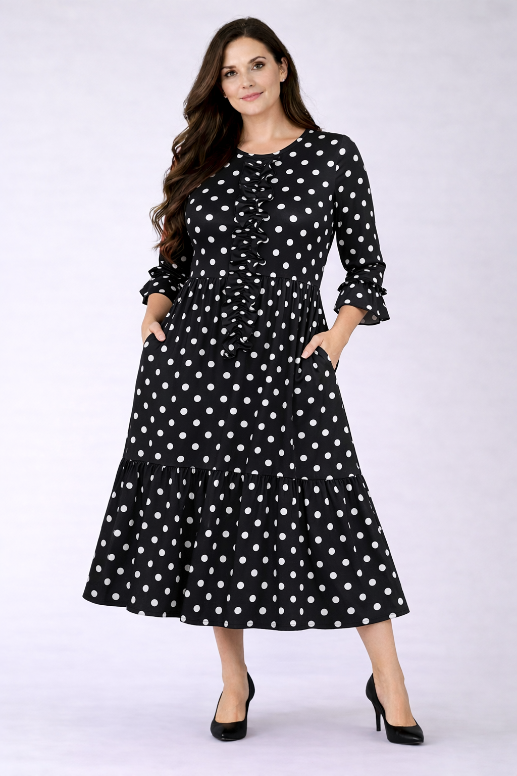 “Rochelle" Black/White Polka Dot Dress: -Medium :Final Sale! Cannot Be Returned!