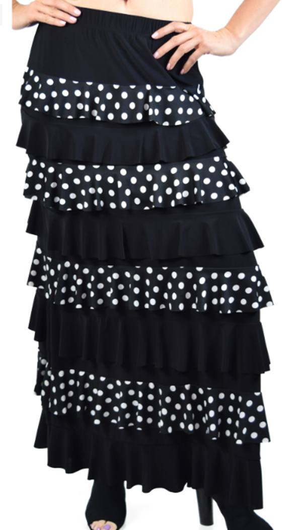 NEW! Black/White Polka Layered Skirt-1X-3X  Arriving In Stock: 1/15