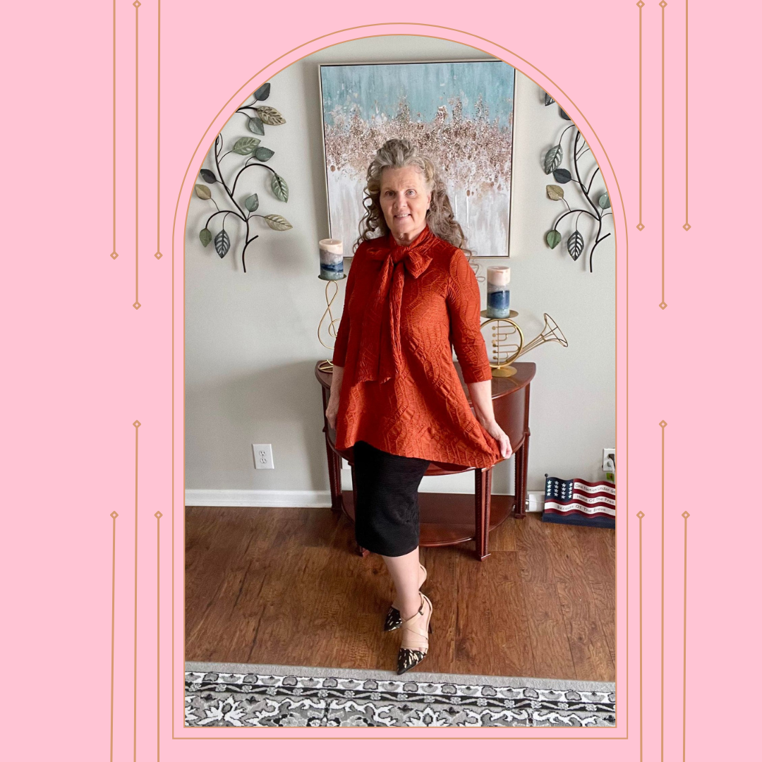 "Pumpkin" Textured Bow Top: 1X-3X  Arriving In Stock: 9/24