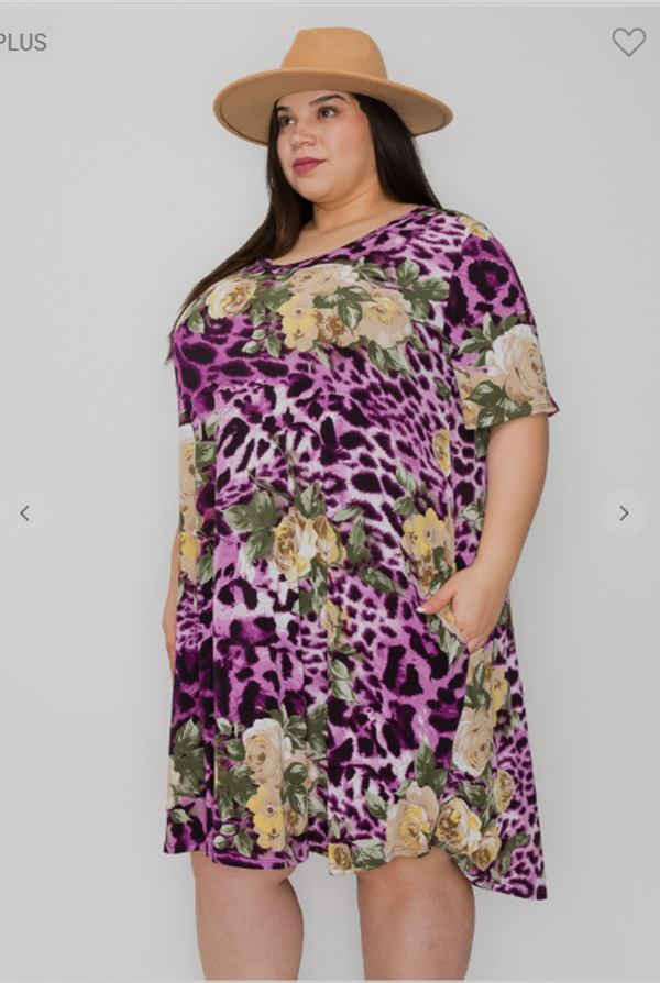 NEW! Purple Cheetah Ex-Plus  Dress: 3X -5X