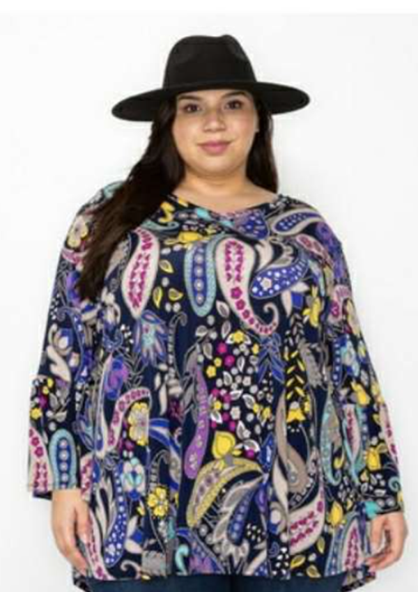 NEW! Purple Paisley Ex-Plus Top: 3X-5X