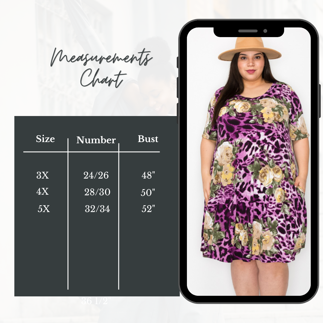 NEW! Purple Cheetah Ex-Plus  Dress: 3X -5X