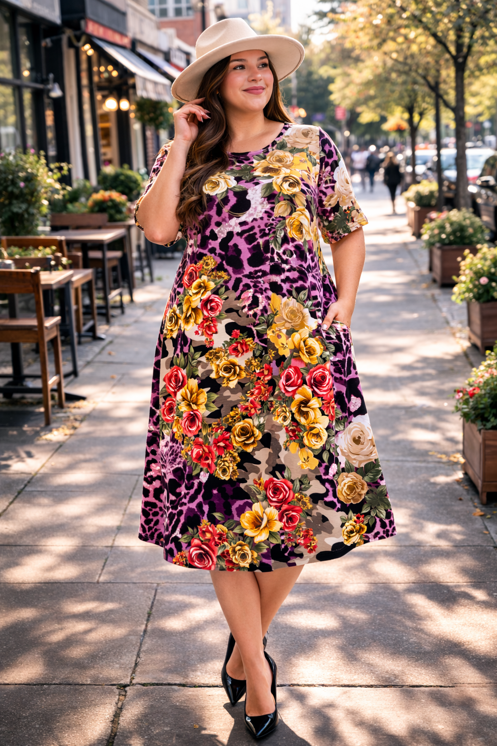 Purple Cheetah Ex-Plus  Dress: 5X FINAL SALE! Cannot Be Returned!