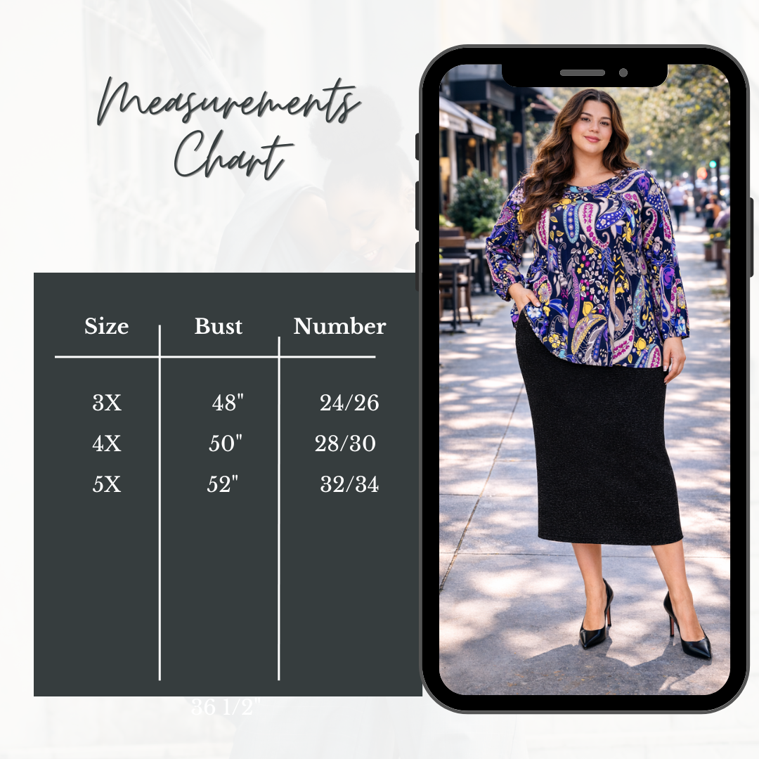 Purple Paisley Ex-Plus Top: 3X-5X Final Sale! Cannot Be Returned!