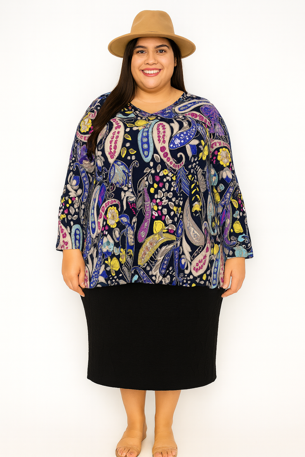 NEW! Purple Paisley Ex-Plus Top: 3X-5X