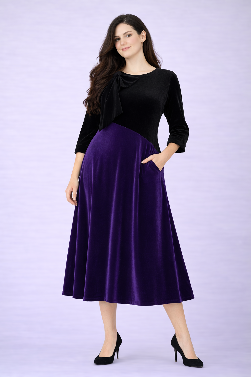 Purple/Plum Velvet Dress:  S-XL & 3X. FINAL   SALE!  Cannot Be Returned!