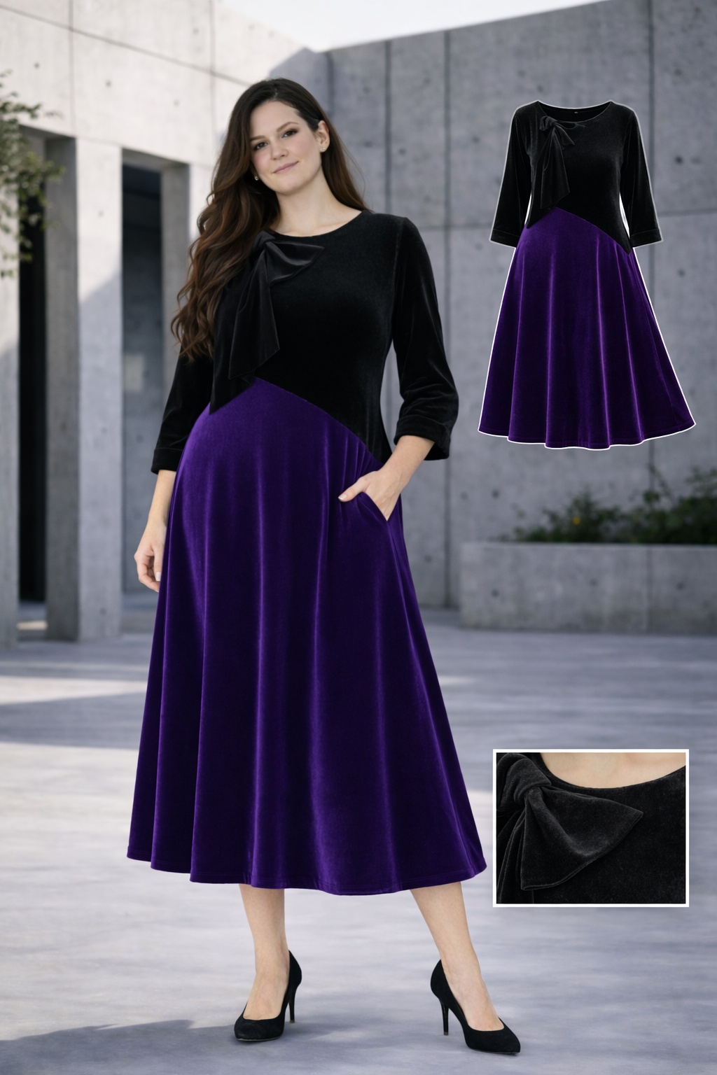Purple/Plum Velvet Dress:  Small & 3X. FINAL   SALE!  Cannot Be Returned!