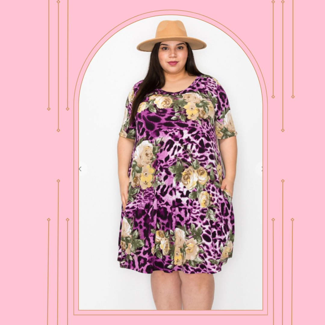 NEW! Purple Cheetah Ex-Plus  Dress: 3X -5X