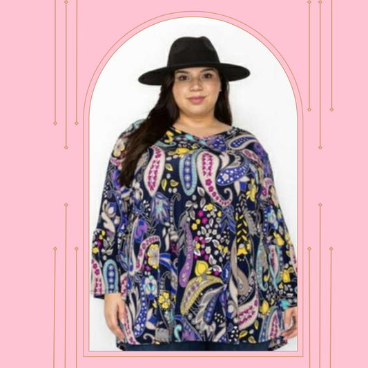 NEW! Purple Paisley Ex-Plus Top: 3X-5X