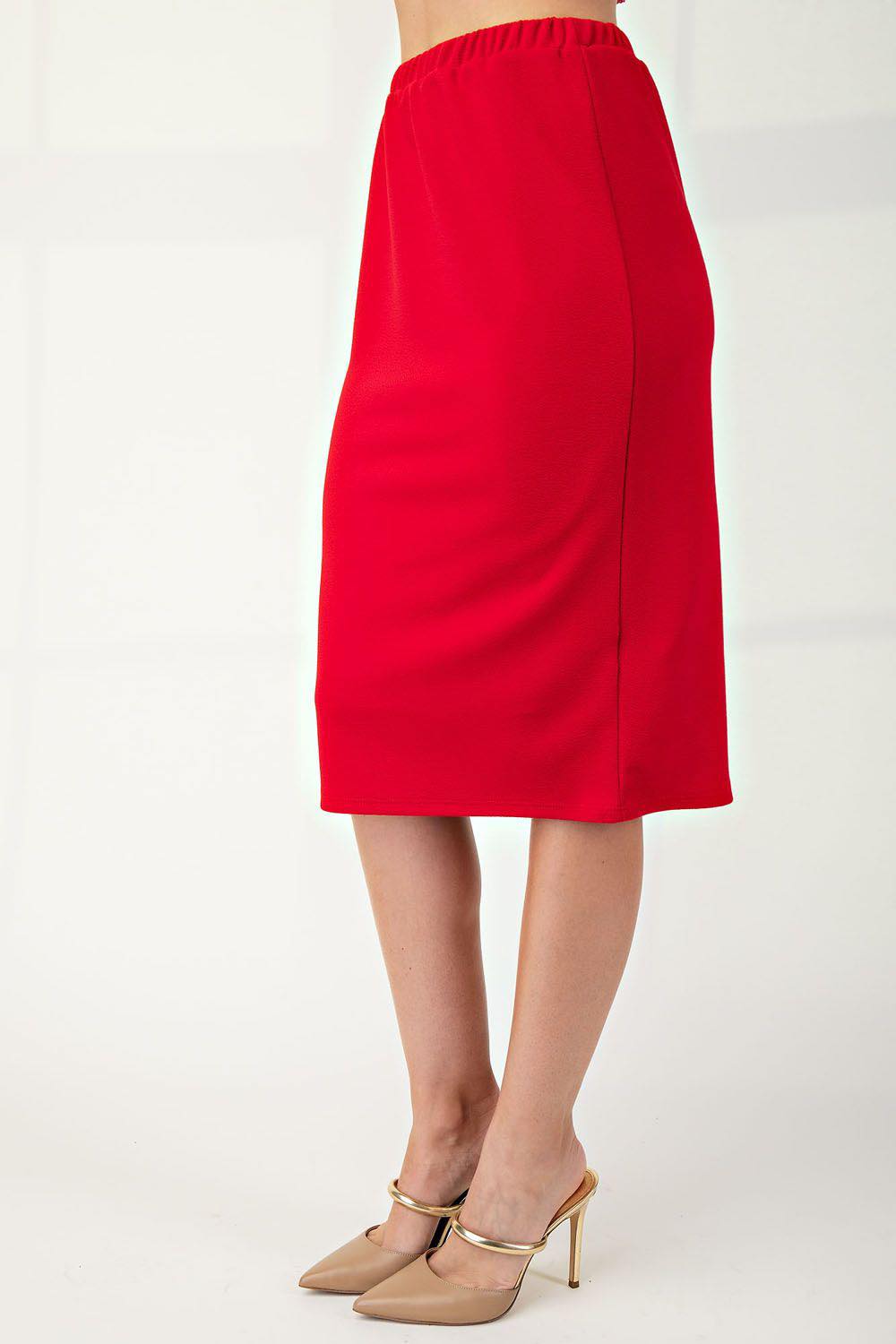 NEW! Magenta Red Midi Skirt:  S-3X