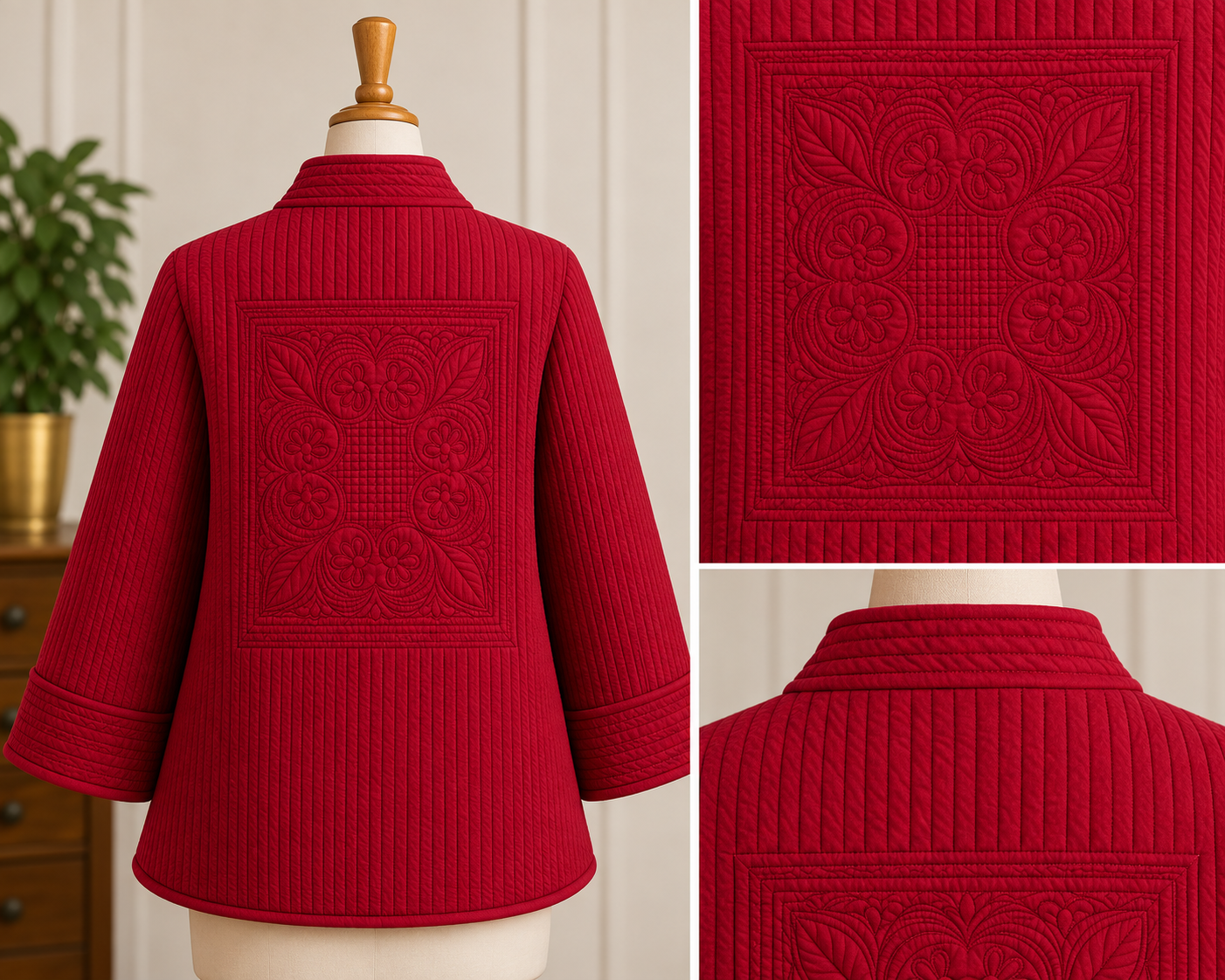 NEW! Cranberry Red Quilted Jacket: Two Pocket Options! S-3X