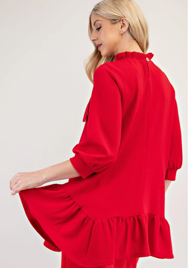 NEW!  Red Ruffle Bow Top!  S-3X  Arriving in Stock: 12/26