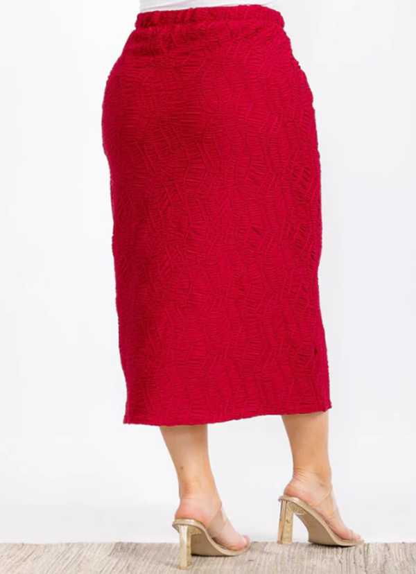 NEW! Red "Textured" Skirt : S-4X (Arriving in Stock: 9/15)