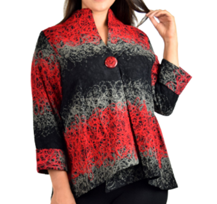 Red/Black/Gray Textured Jacket -3X.  Final Sale!  Cannot be Returned!