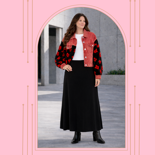 Red Corduroy/Sherpa Jacket: S & L FINAL SALE! Cannot Be Returned!