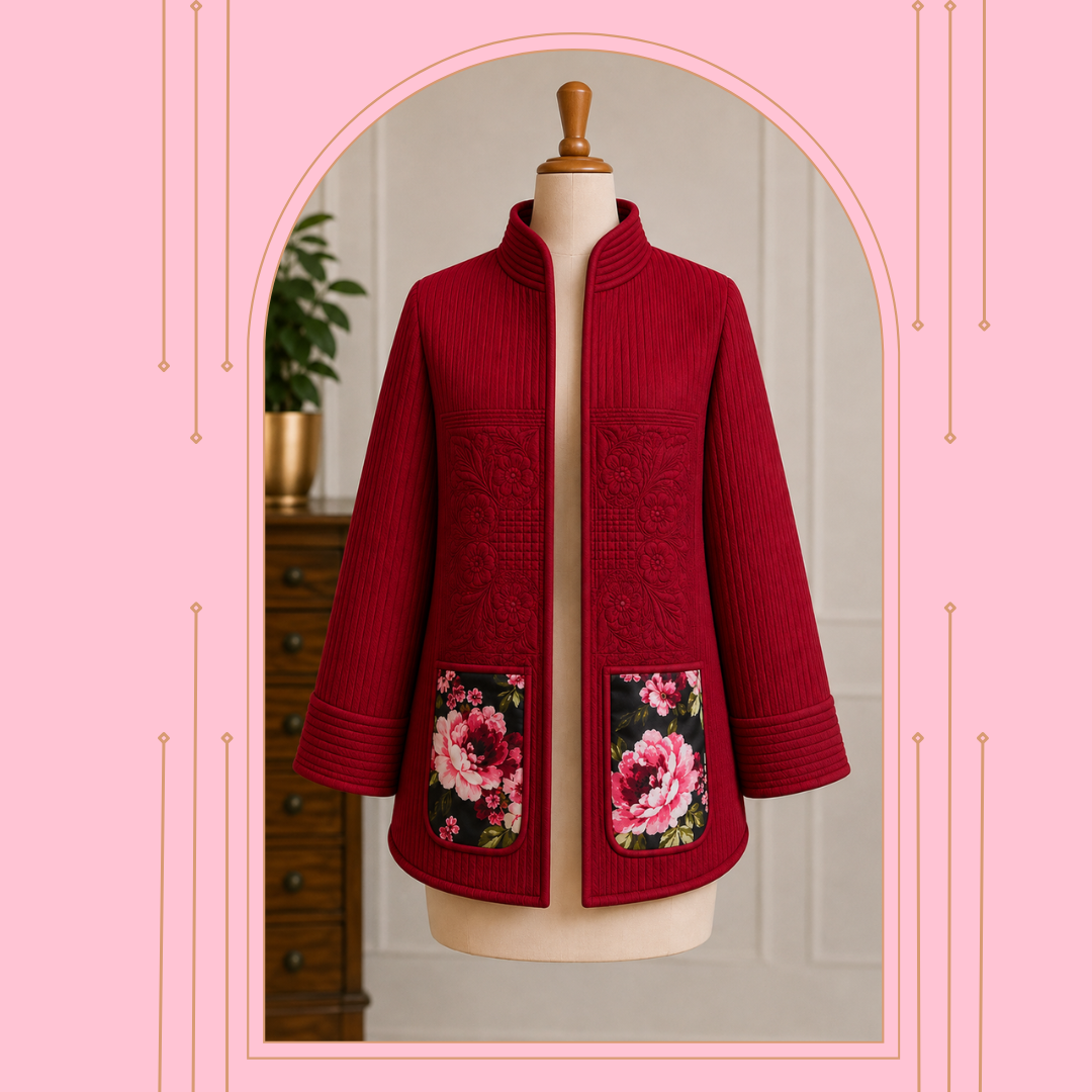 NEW! Cranberry Red Quilted Jacket: Two Pocket Options! S-3X