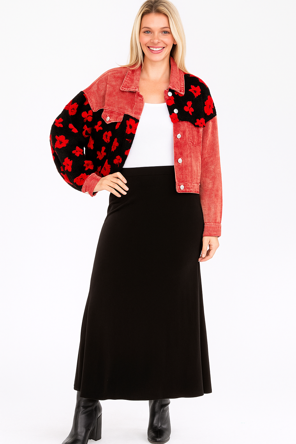 NEW! Red Corduroy/Sherpa Jacket: S-L