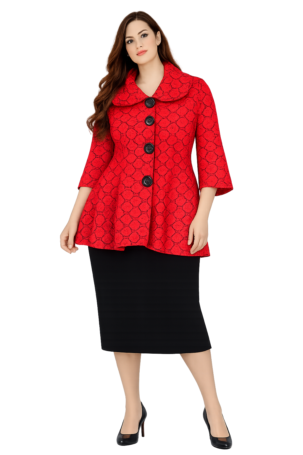NEW! Red "Lace" Print Jacket: Medium