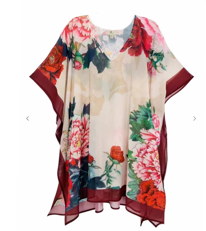 NEW! Red Peony Red "V" Neck