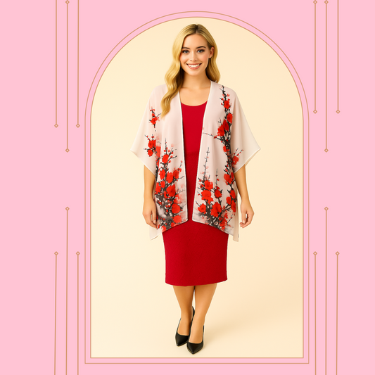 NEW! Red Plum Floral Kimono