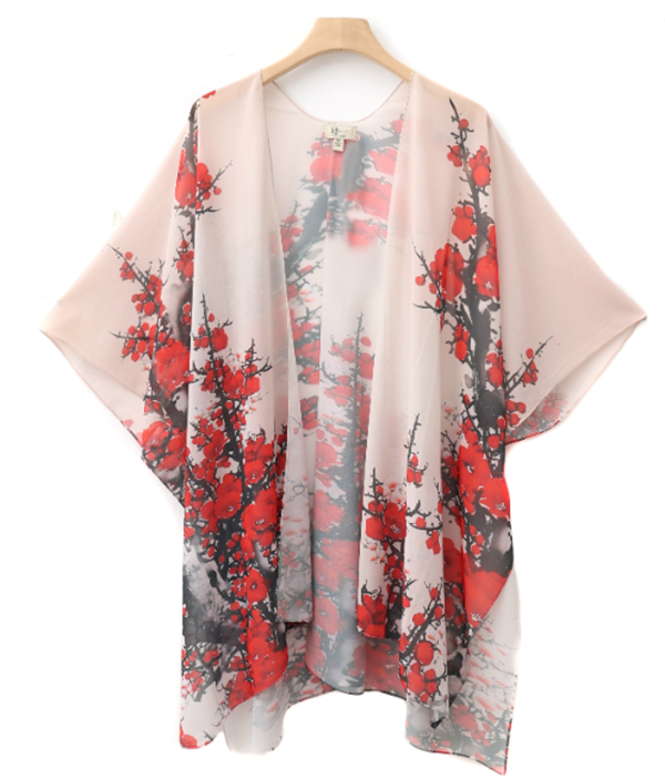 NEW! Red Plum Floral Kimono