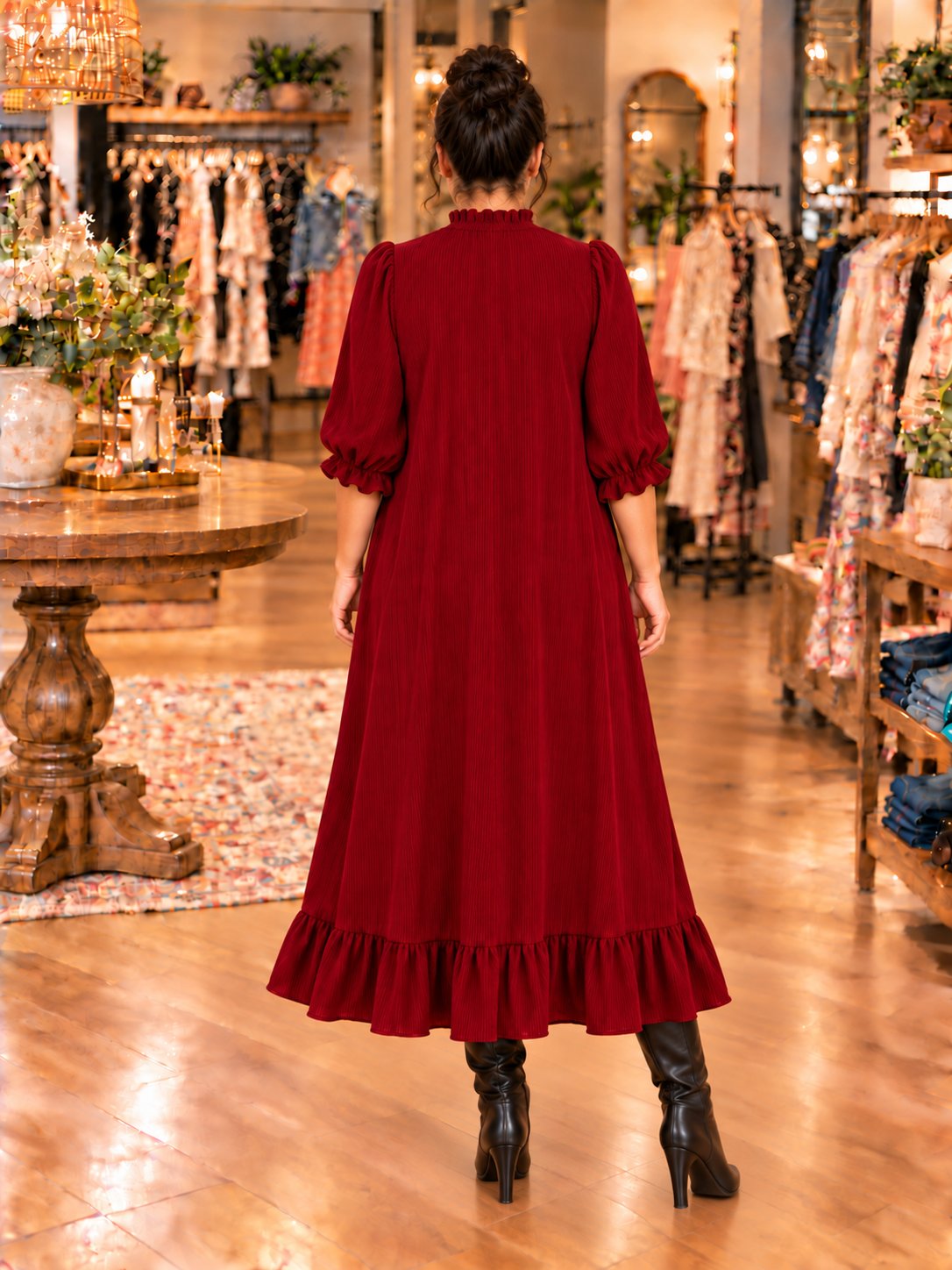 New! "Jessica"  Red Tiered, Ruffle Dress! S-3X: Arriving In Stock: 11/11