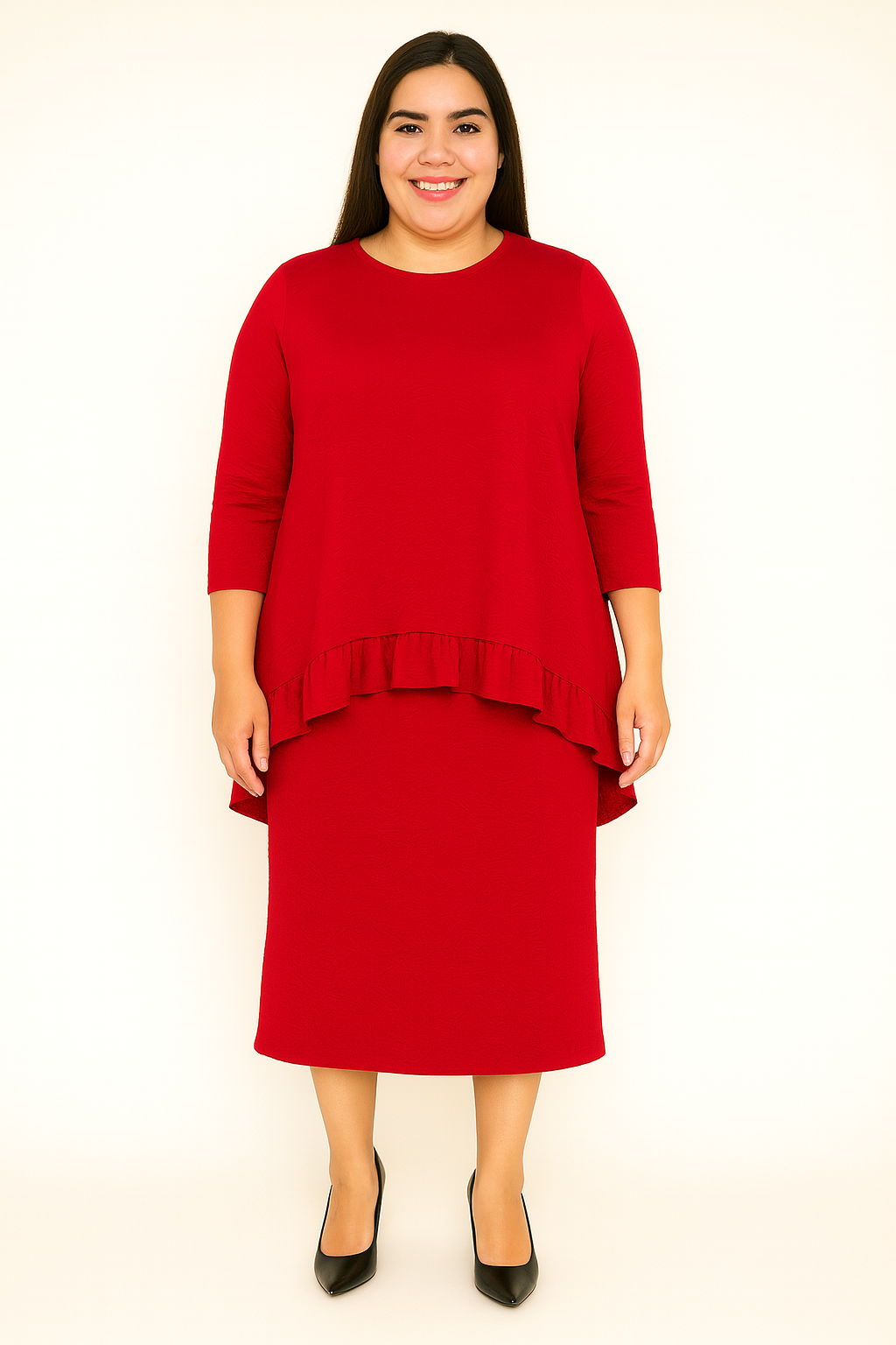 Red Textured Hi/Lo Top:  1X Final Sale!  Cannot be Returned!