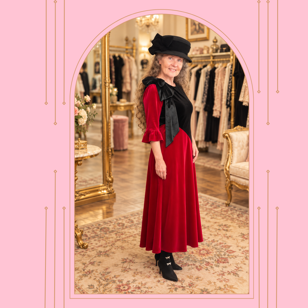 Red & Black Velvet Dress: S-M & XL-3X FINAL SALE! Cannot Be Returned!