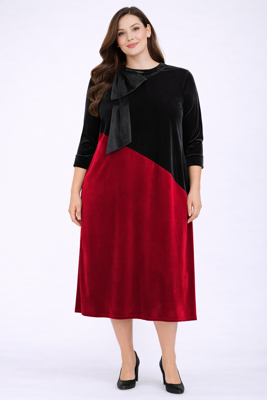 Red & Black Velvet Dress: S-M & XL-3X FINAL SALE! Cannot Be Returned! XL / Red