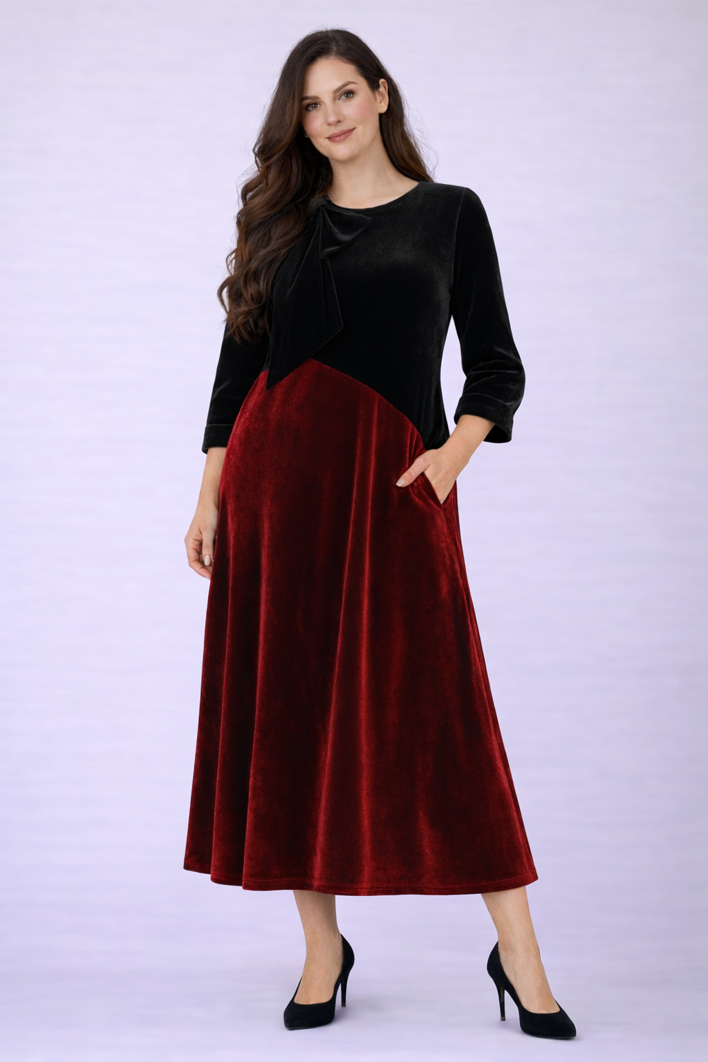 Red & Black Velvet Dress: S-M & XL-3X FINAL SALE! Cannot Be Returned!