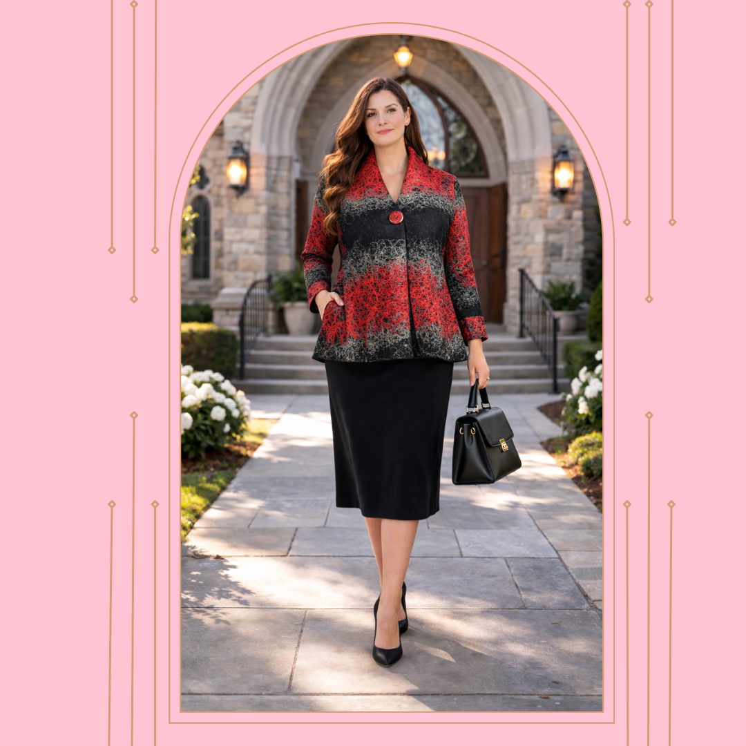 Pre-Order-New Red/Black/Gray Textured Jacket S-3X. Arriving in Stock: March 11