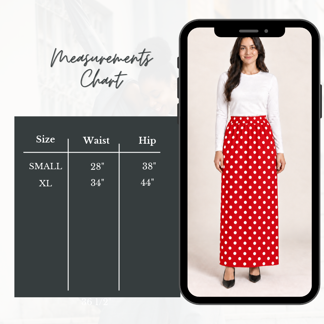 Red Polka Dot MAXI SKIRT : Small & XL  (Final Sale! Cannot Be Returned!