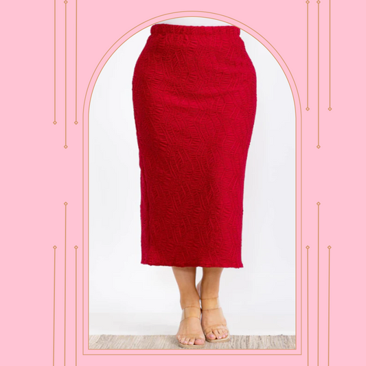 NEW! Red "Textured" Skirt : S-4X (Arriving in Stock: 9/15)