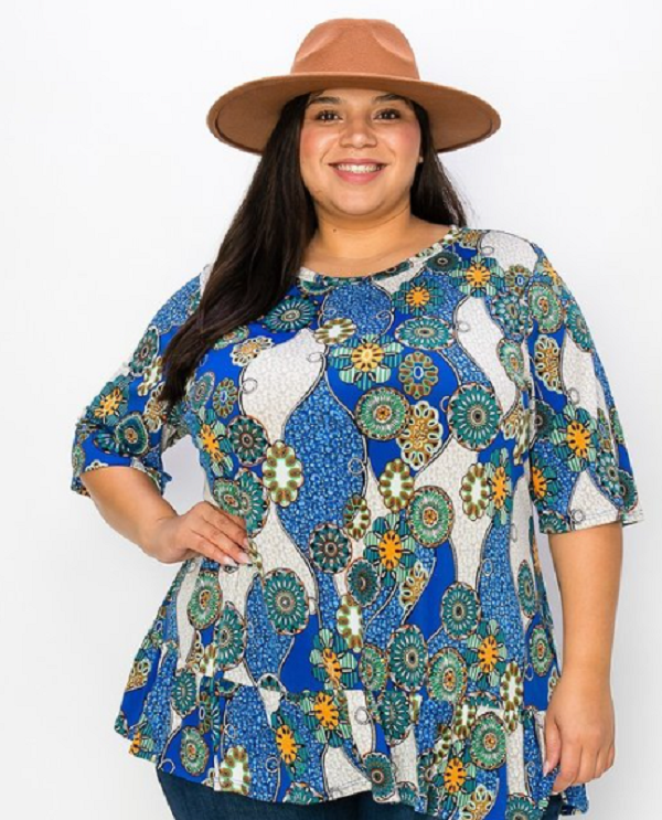 Royal Blue Mixed Print Top: 1X-3X Final Sale! Cannot Be Returned! – Rene's  Creations Boutique