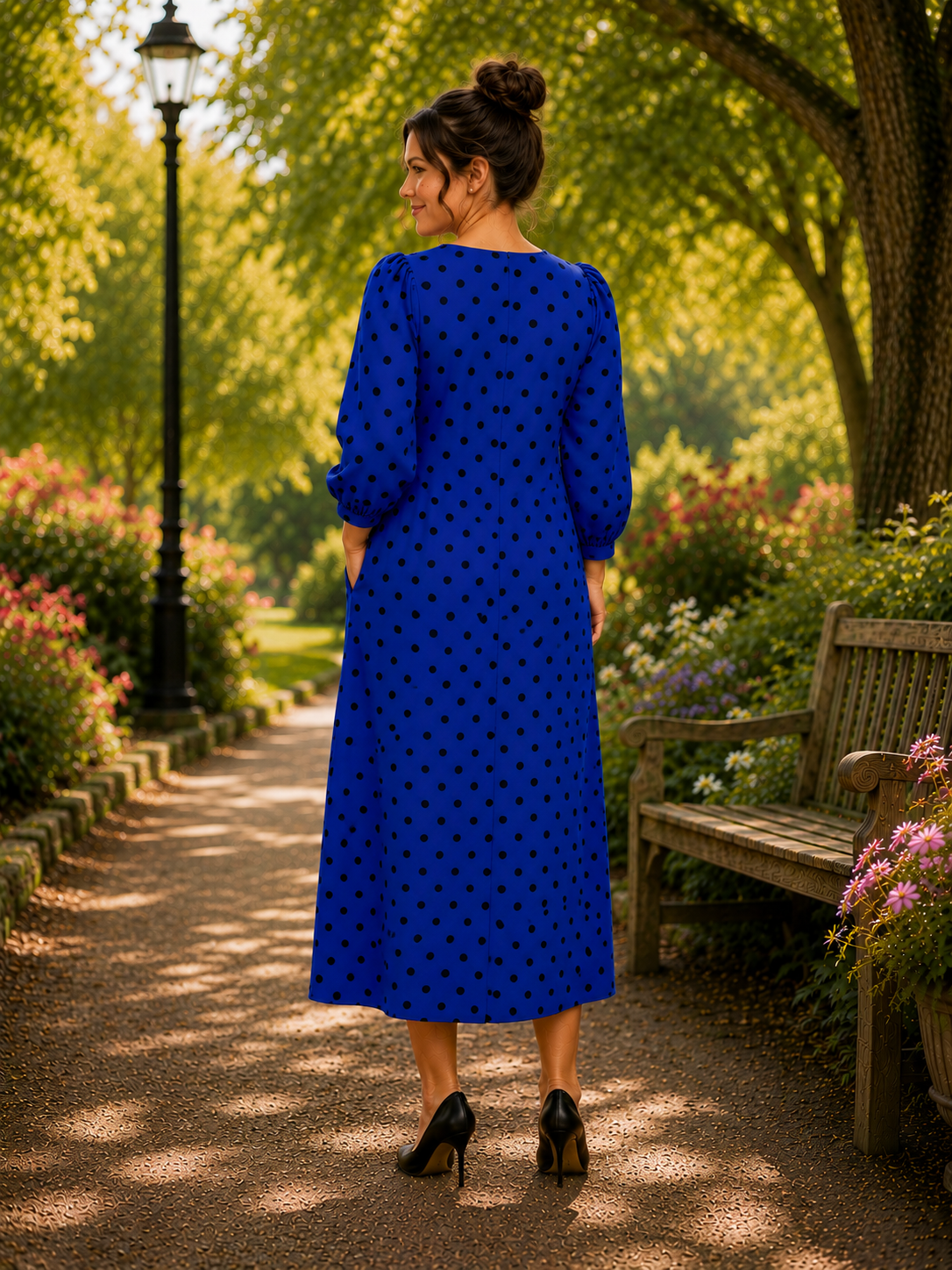 Pre-Order: NEW! "Alisha" Royal Blue Polka Dot Dress: S-3X  Arriving in Stock: Early to Mid July!