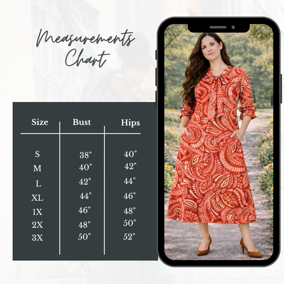 Rust Red Multi Print Dress: 3X- FINAL SALE! Cannot Be Returned!