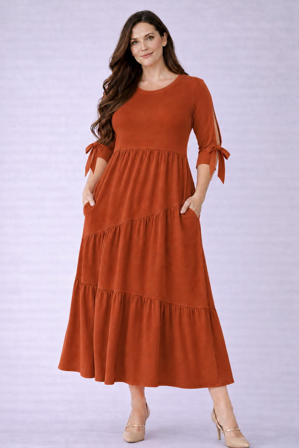 New! "Ember' Pumpkin Bow (Layering)  Dress: S-3X