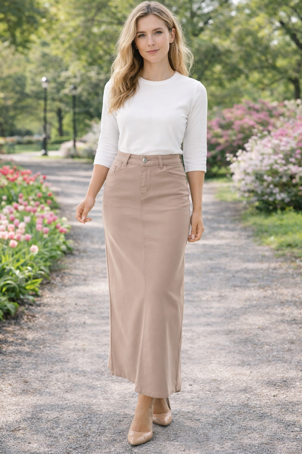 NEW! Sandstone Maxi Jean Skirt: S-3X