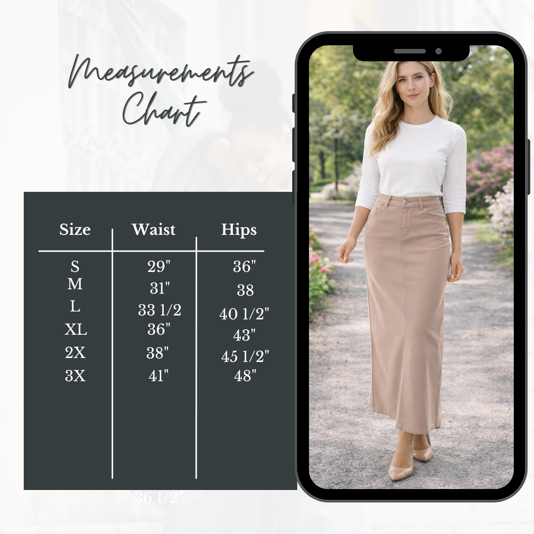 NEW! Sandstone Maxi Jean Skirt: S-3X