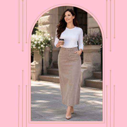 NEW! Sandstone Maxi Jean Skirt: S-3X