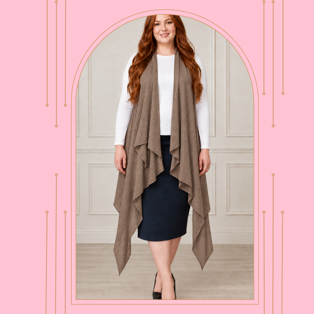 NEW! Taupe Stretch Knit Vest (One Size Fits Most Up To 1X)