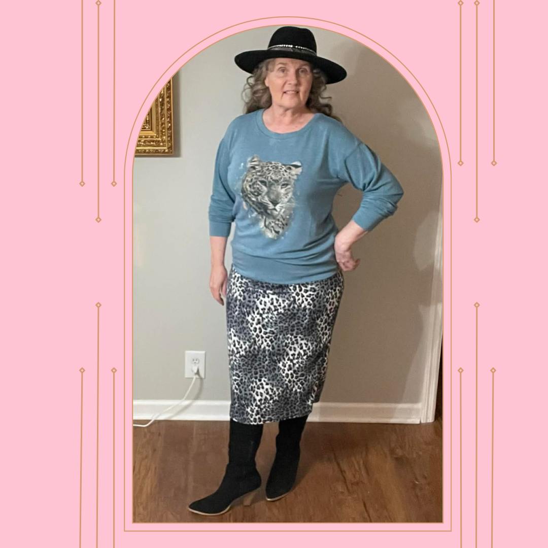 NEW! Teal Leopard Top: S-L  (Generous Fit!)