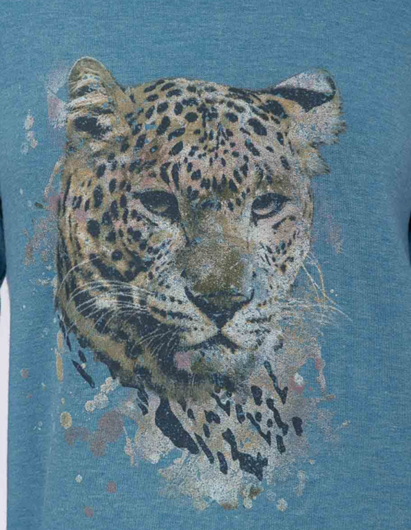 NEW! Teal Leopard Top: S-L  (Generous Fit!)