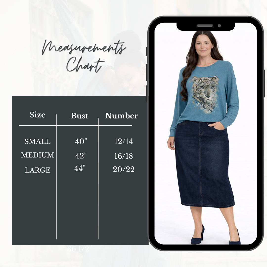 NEW! Teal Leopard Top: S-L  (Generous Fit!)